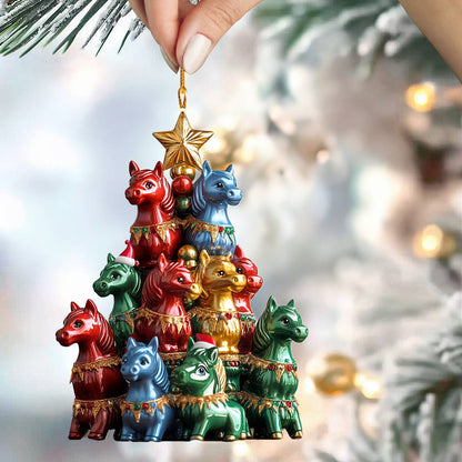 Shineful 2D Acrylic Ornament Stacked Stallions Christmas