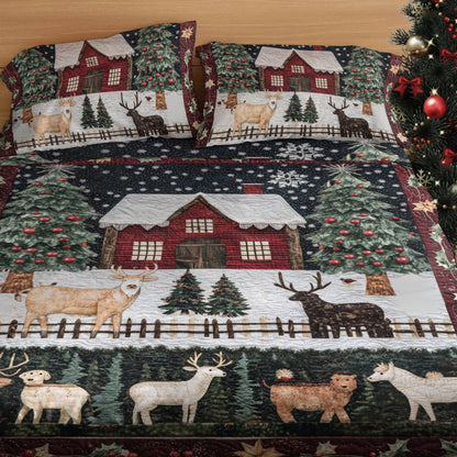 Shineful 4-Piece Bed Sheet Set Christmas in Farm