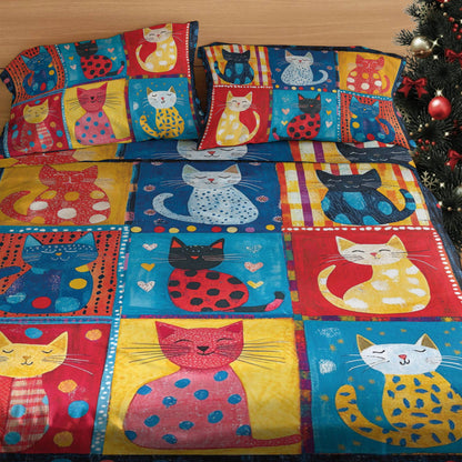 Shineful 4-Piece Bed Sheet Set Purrfect Pals