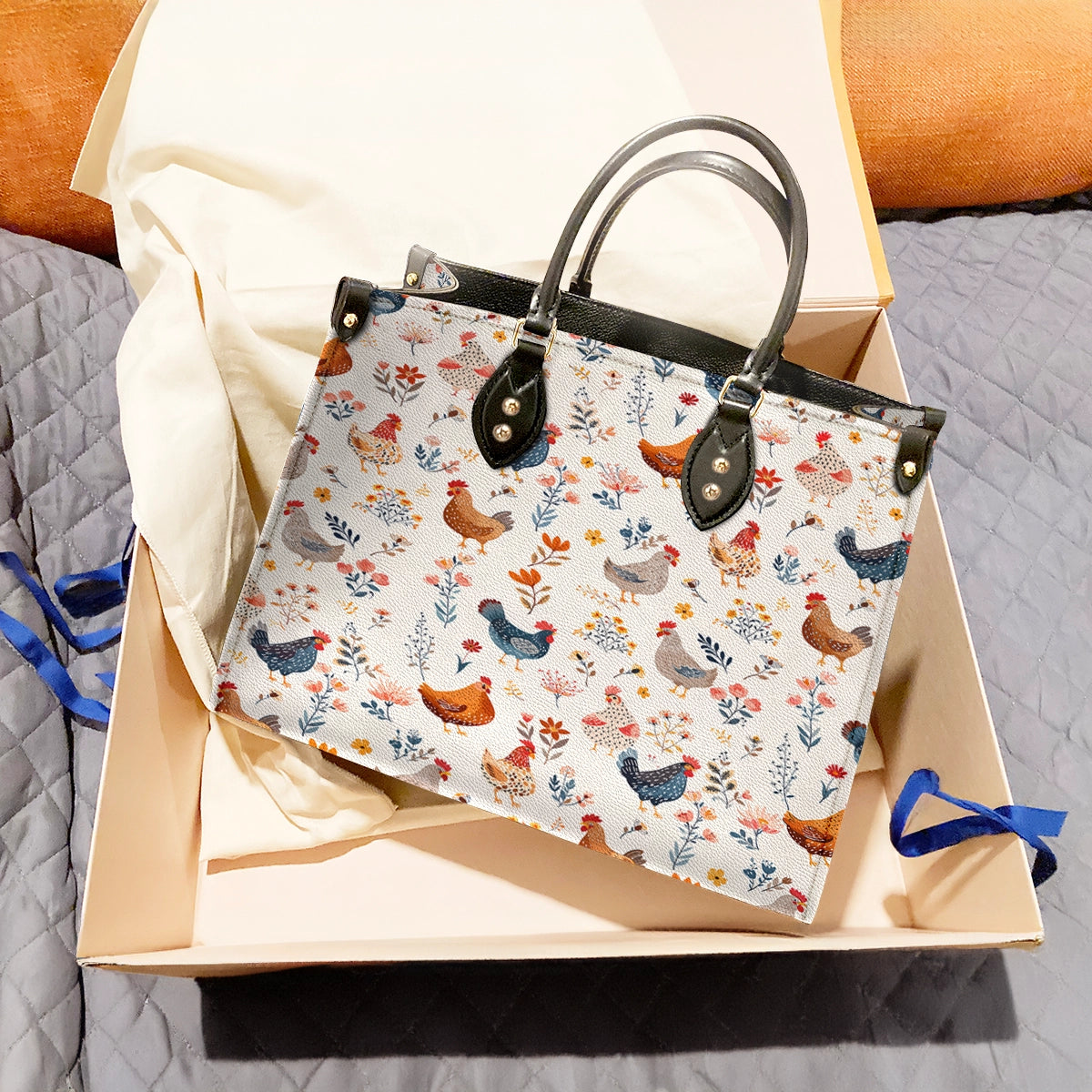 Shineful Leather Bag  Chicken Flower