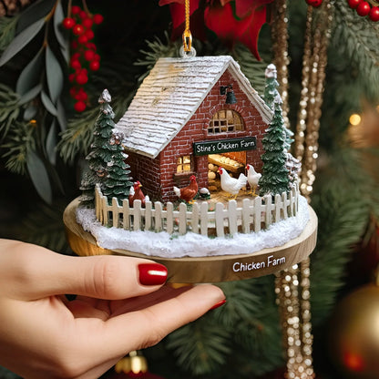 Glänzendes 2D Acryl Ornament Personalisiert Rustikal Winter Bauernhaus 