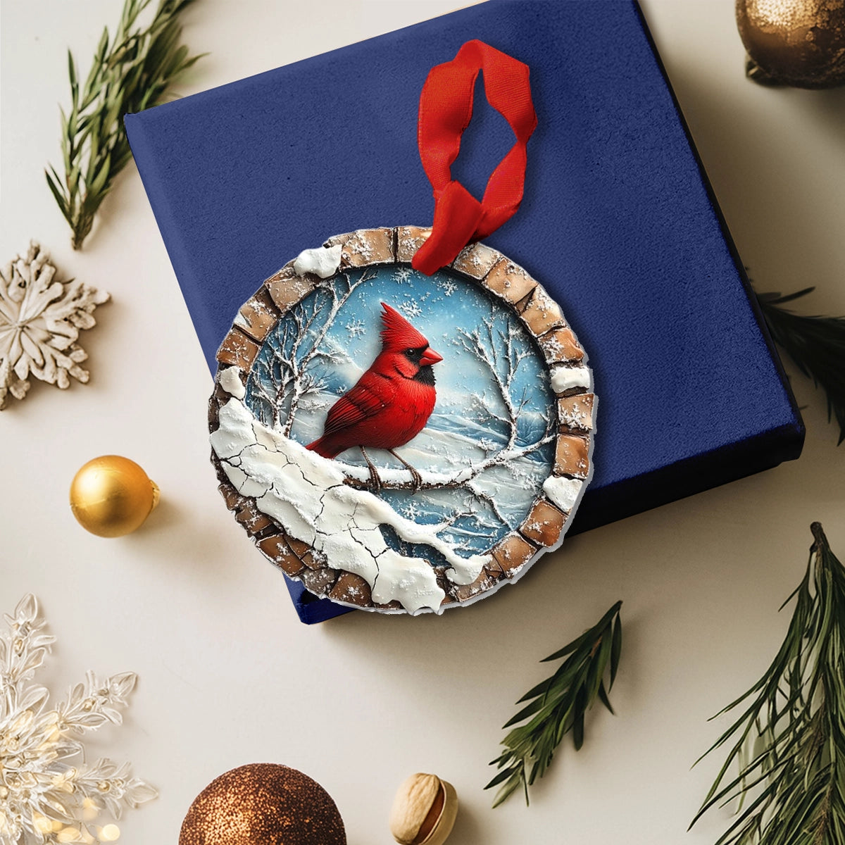 Shineful 2D Acrylic Ornament - Winter Wonderland Cardinal