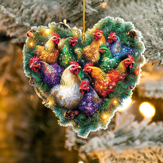 Shineful 2D Acrylic Ornament Holiday Hen House Heart