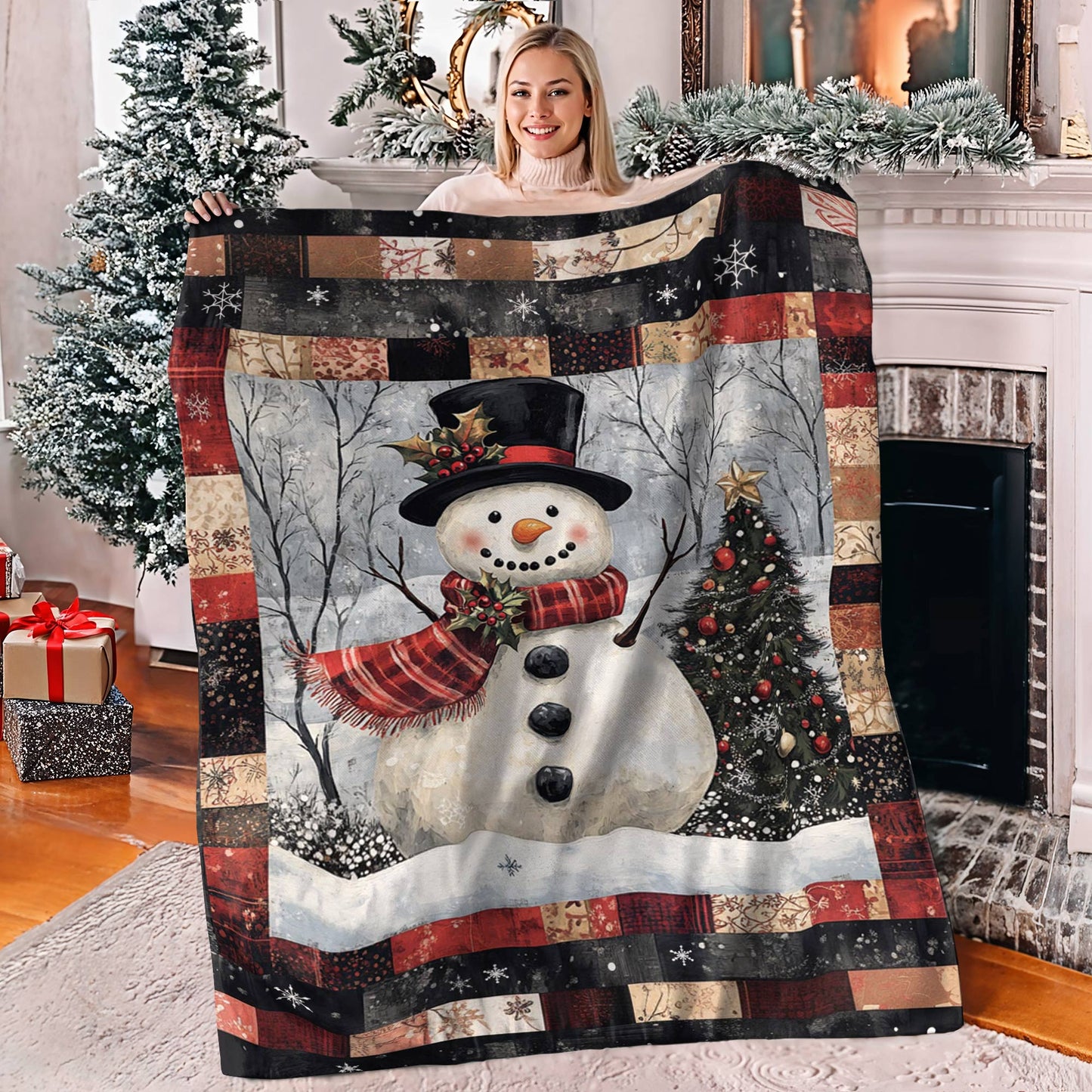 Shineful Fleece Blanket Jolly Snowman