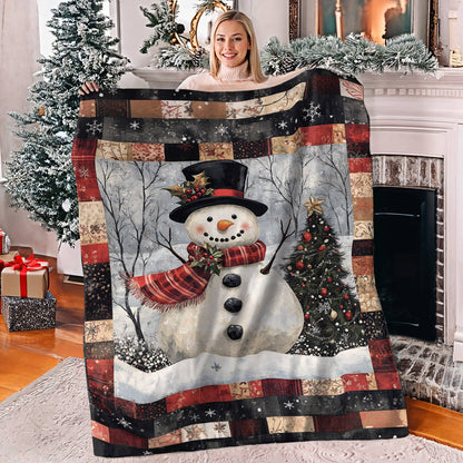 Shineful Fleece Blanket Jolly Snowman