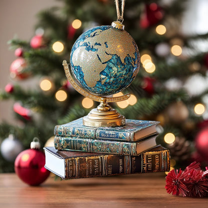 Shineful 2D Acrylic Ornament Globe Trotter’s Library