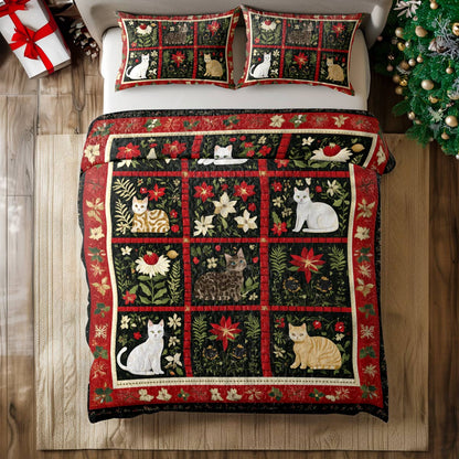 Shineful All Season Quilt 3-Piece Set Winter Catscape