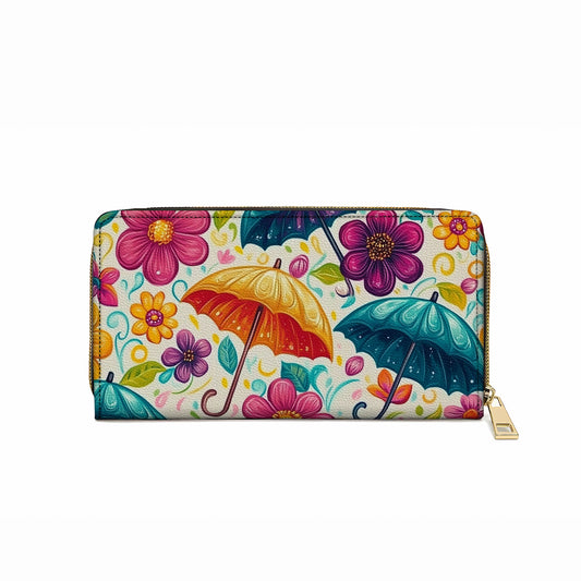 Shineful Leather Clutch Purse With Wristlet Strap Handle Umbrella Garden