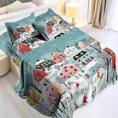 Shineful 4-Piece Bed Sheet Set - Christmas Winter Wonderland