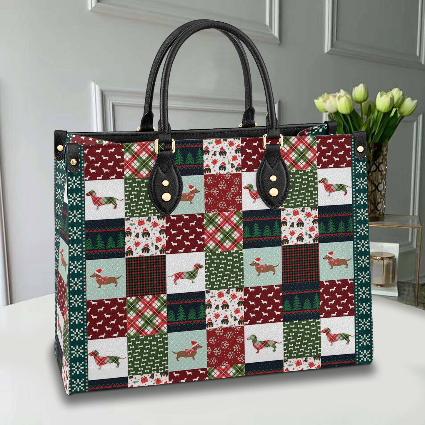 Shineful Leather Bag Dachshund Christmas