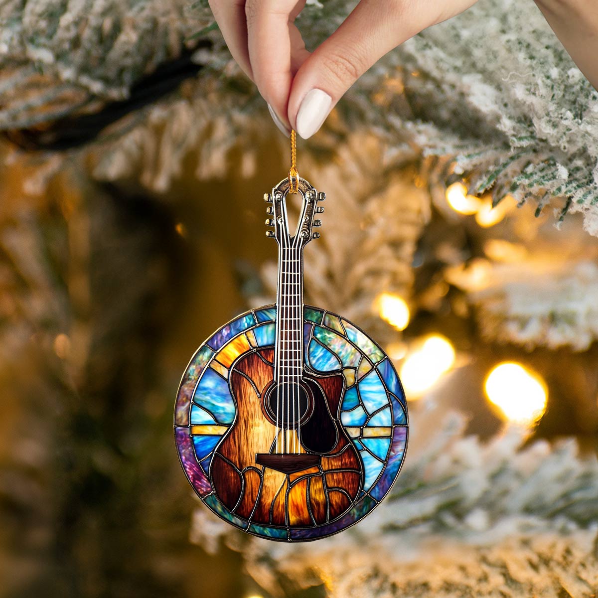 Shineful 2D Acrylic Ornament Stained Glass Guitar