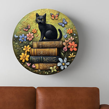 Shineful 2D Metal Sign Literary Feline