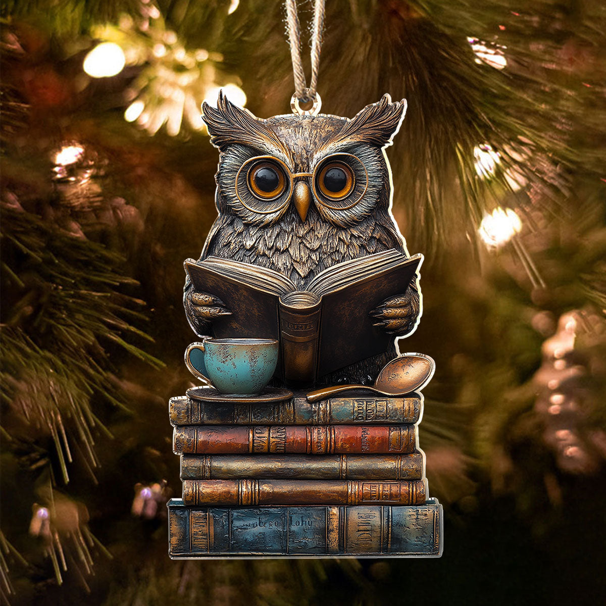 Glänzendes 2D-Ornament aus Acryl – Wise Owl Bookish