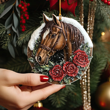 Shineful 2D Acrylic Ornament Winter's Rose Horse