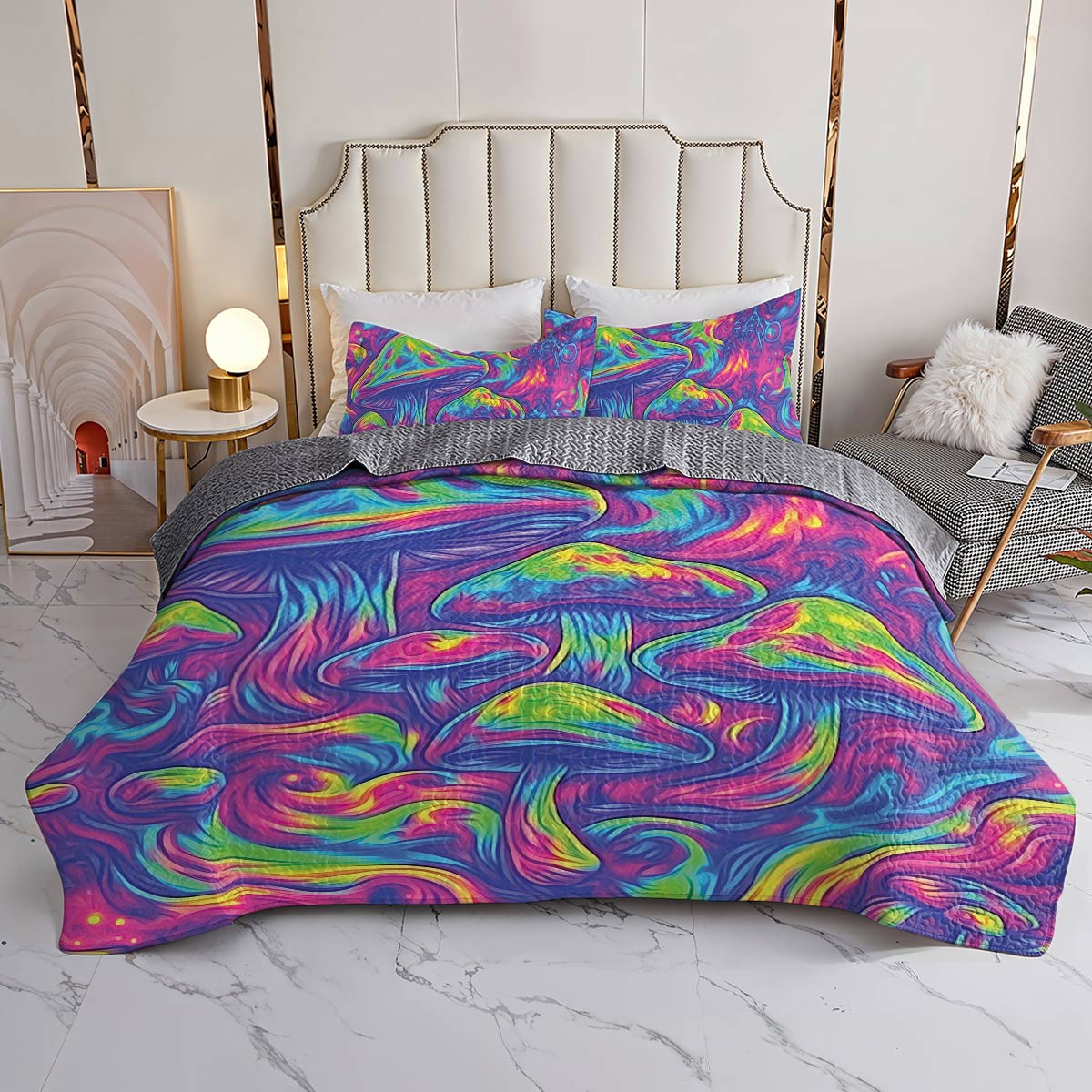 Shineful All Season Quilt 3-teiliges Set - Dreamscape Psychedelic Mushroom 