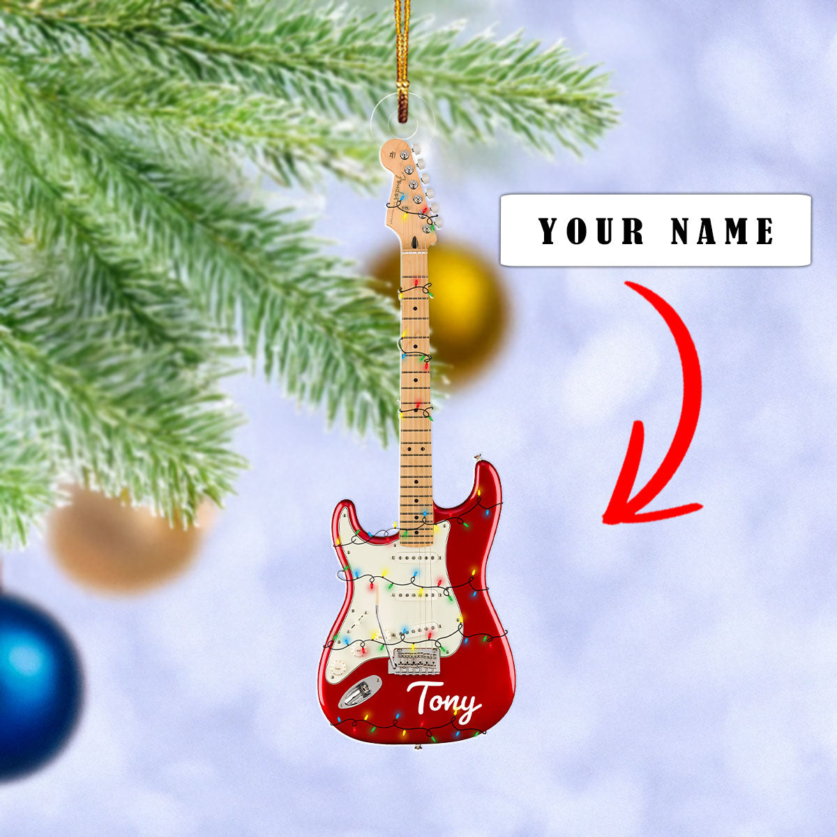 Glänzendes 2D-Ornament aus Acryl – personalisierte Kollektion für Linkshänder-E-Gitarren 