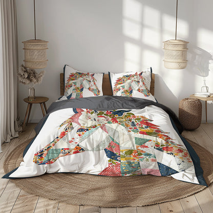 Shineful 3 Pieces Duvet Cover Set - Charming Floral Horse