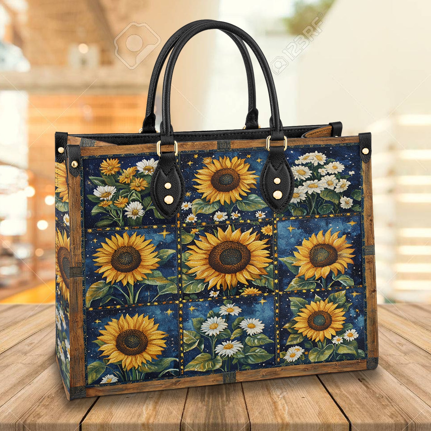 Shineful Leather Bag Galaxy Sunflower Blocks