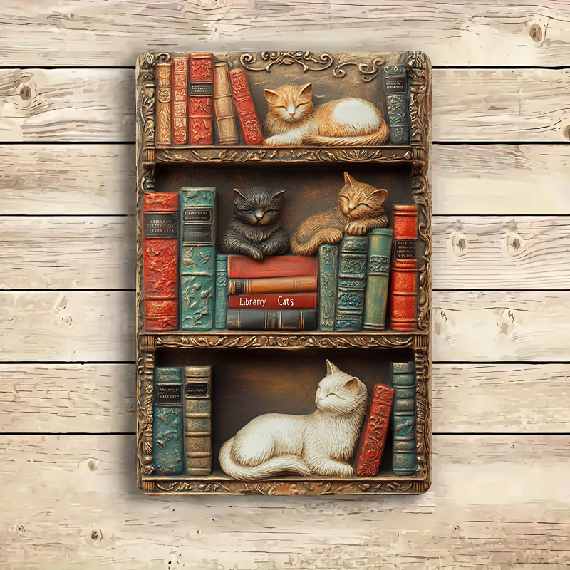 Shineful 2D Metal Sign Purr-fect Bookshelf