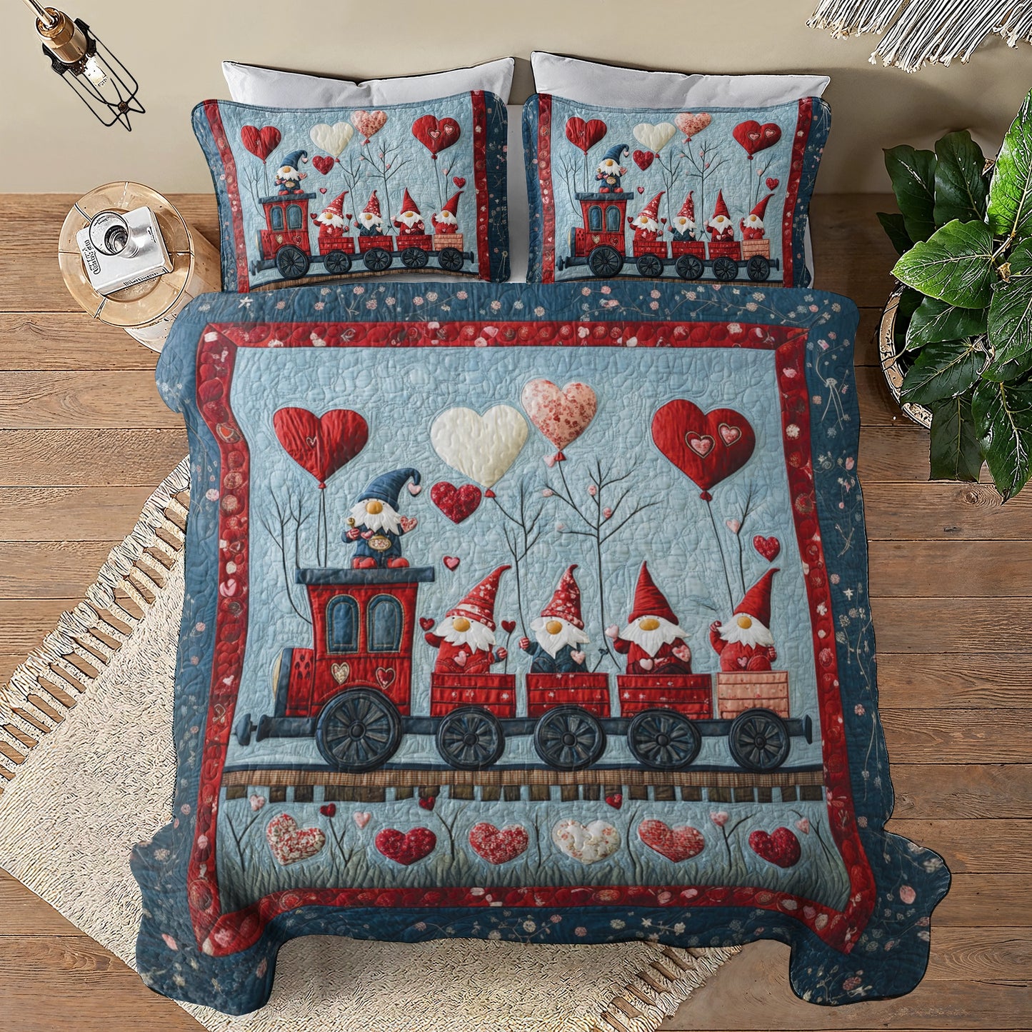 Shineful All Season Quilt 3-Piece Set Valentine's Gnome Express