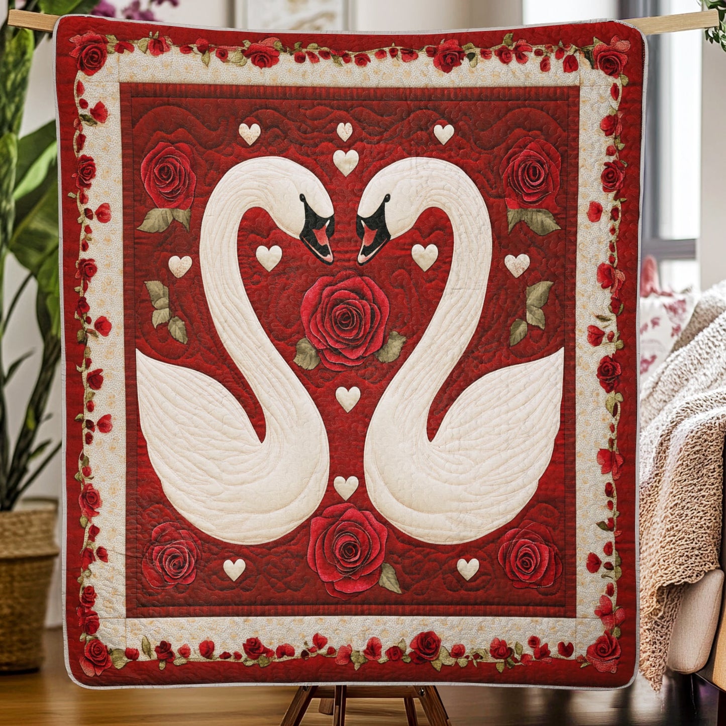 Shineful Flat Print Faux Quilt Blanket Love's Nest