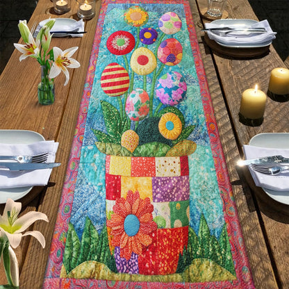 Shineful 2D Flat Print Quilted Table Runner Garden of Easter Joy