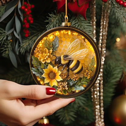 Shineful 2D Acrylic Ornament Golden Golden Bloom Bee