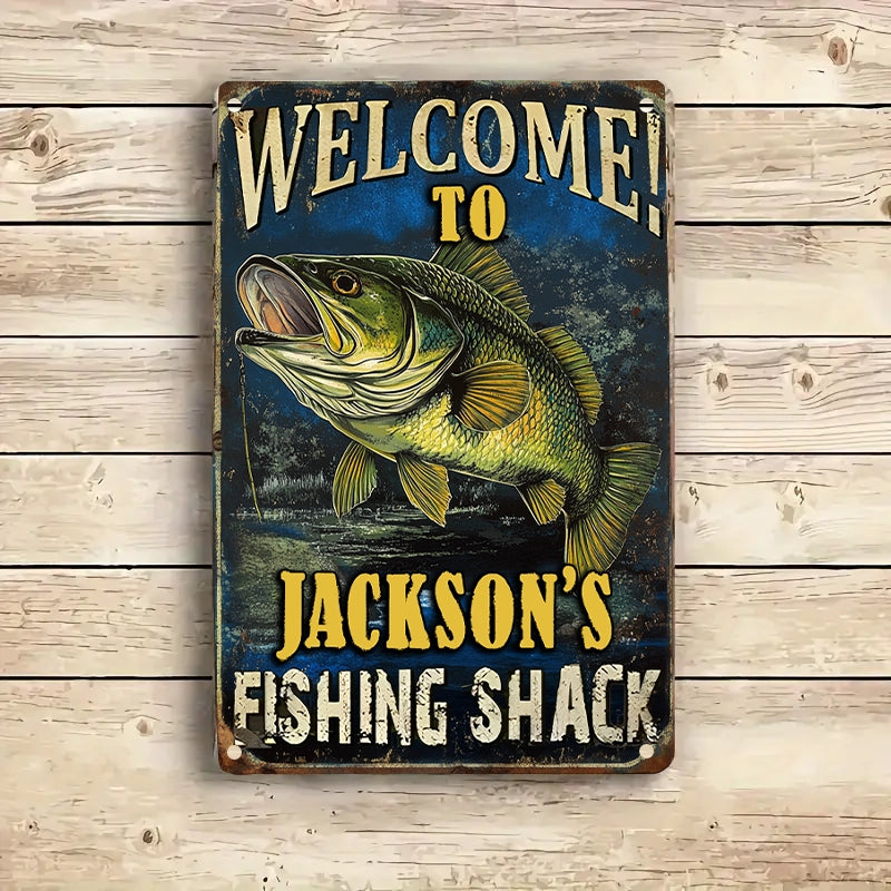 Shineful 2D Metal Sign Personalized Bass Shack