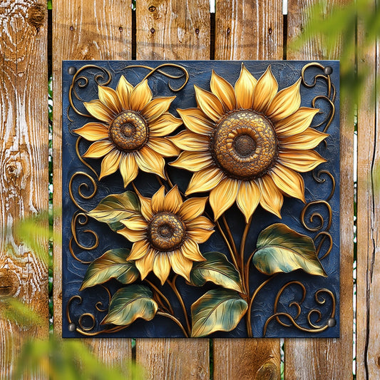 Shineful 2D Metal Sign Golden Sunflower Garden