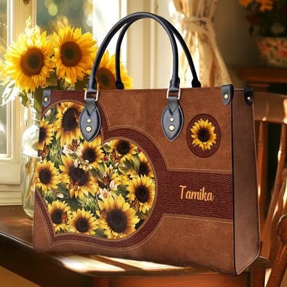 Shineful Leather Bag Personalized Lovely Sunflower