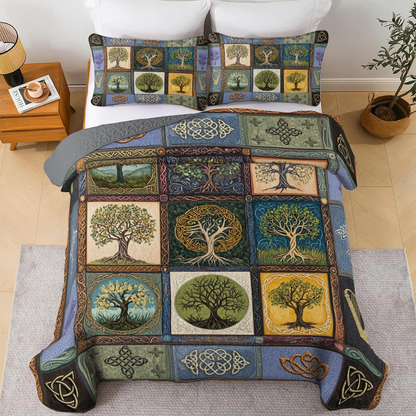 Shineful All Season Quilt 3-Piece Set Celtic Ancient Tree of Life