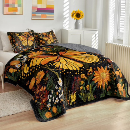 Shineful All Season Quilt 3-Piece Set Gogerous Monarch