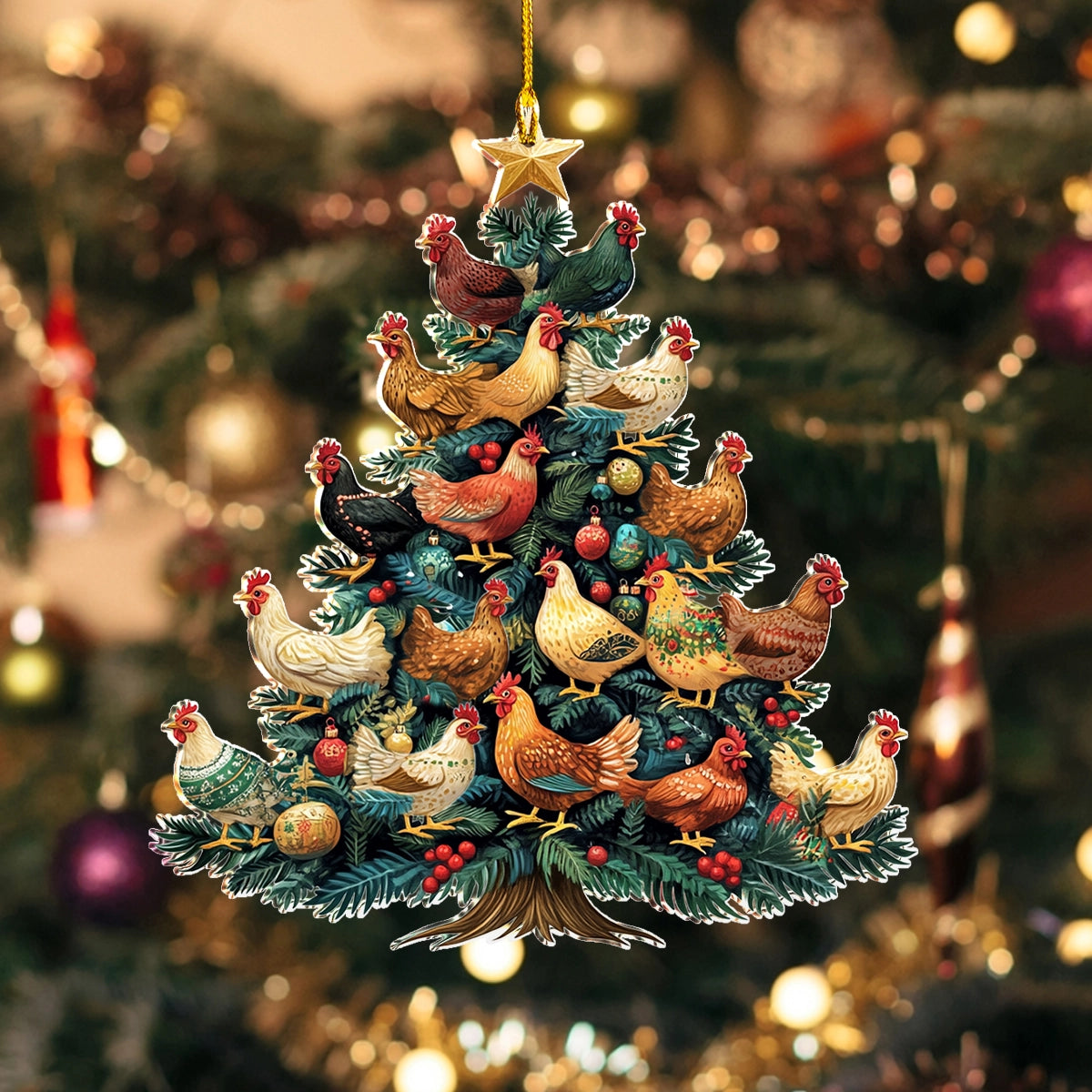 Shineful 2D Acrylic Ornament Chicken Coopmas Tree