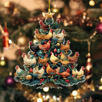 Shineful 2D Acrylic Ornament Chicken Coopmas Tree