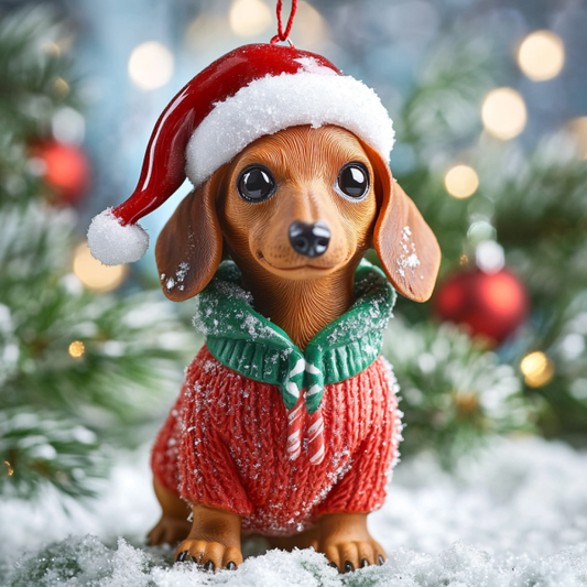 Shineful 2D Acrylic Ornament Festive Cute Dachshund