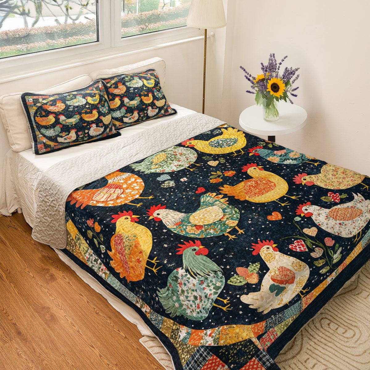 Shineful All Season Quilt 3-Piece Set Chicken Dream