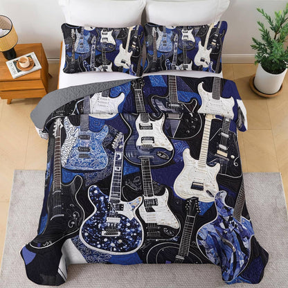 Shineful All Season Quilt 3-Piece Set - Rockin' Blues Guitar