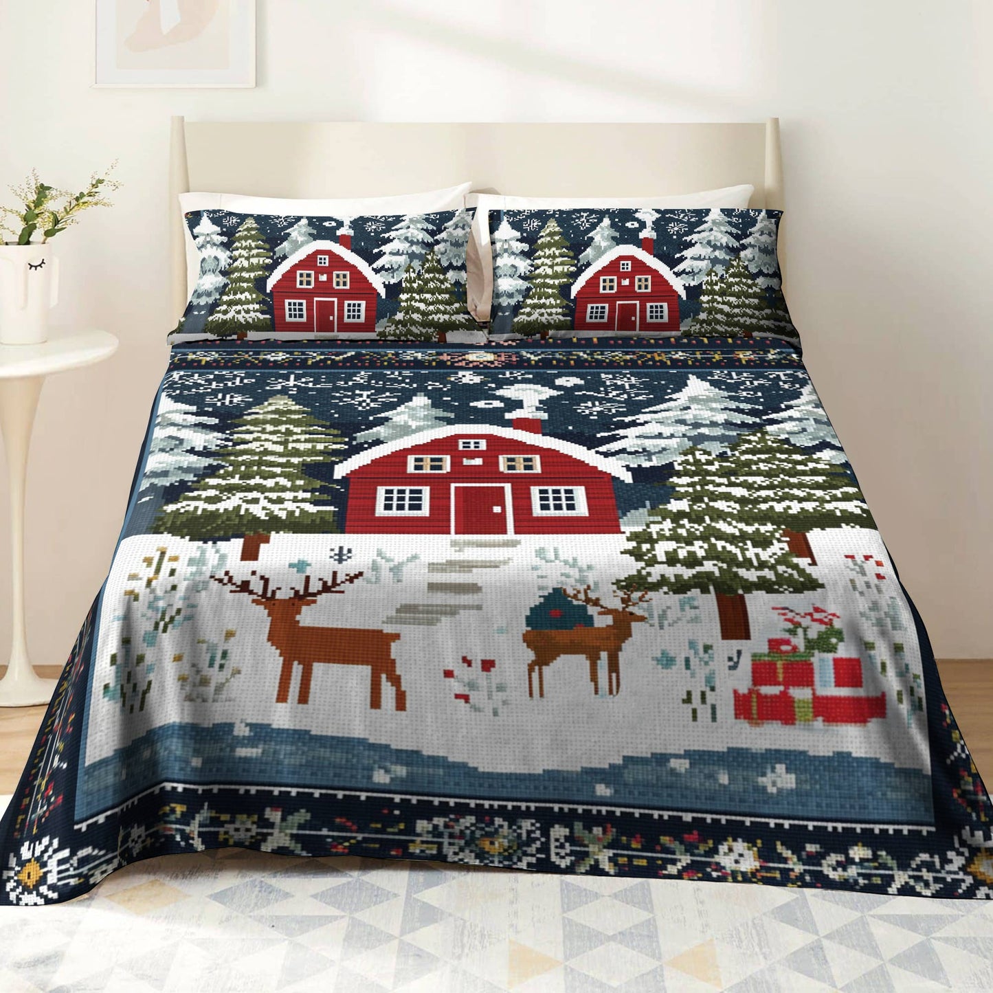 Shineful 4-Piece Bed Sheet Set Cozy Cabin