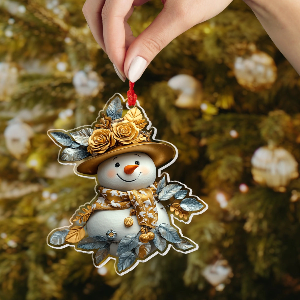 Shineful Acrylic Ornament Golden Glow Snowman