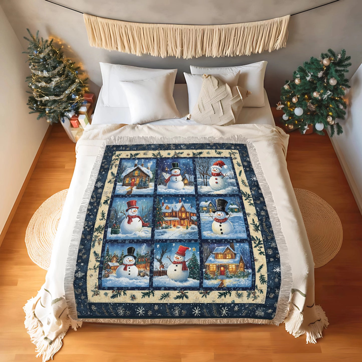 Shineful Woven Tapestry Throw Blanket - Winter Wonderland Snowman