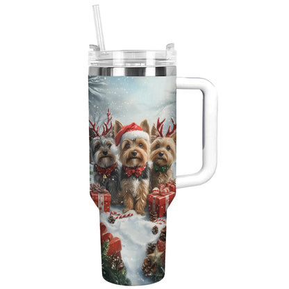 Shineful Tumbler Yorkie Winter Wonderland