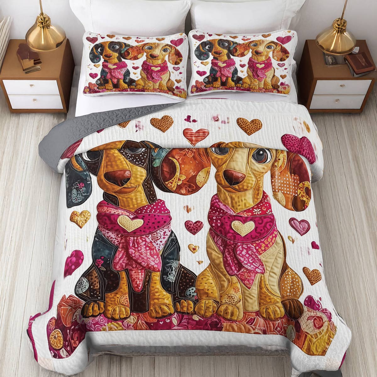 Shineful All Season Quilt 3-Piece Set - Lovely Dachshund