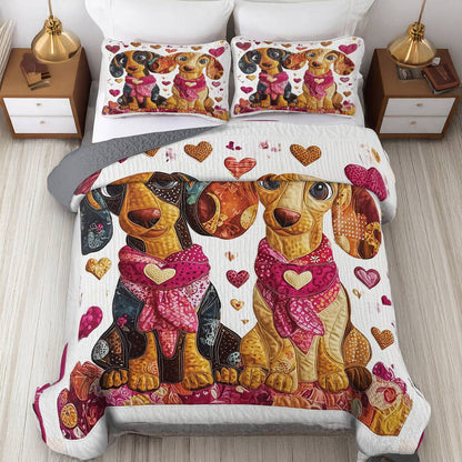 Shineful All Season Quilt 3-Piece Set - Lovely Dachshund