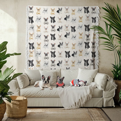 Shineful Woven Tapestry Throw Blanket - Cuddle Time Frenchie