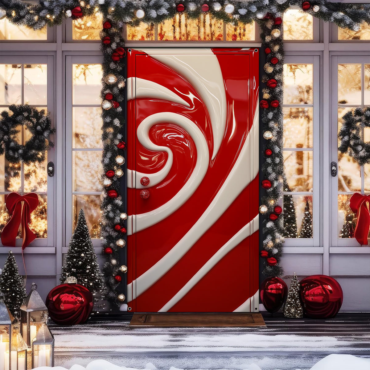 Shineful Door Cover - Candy Cane Christmas