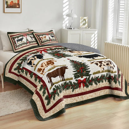 Shineful All Season Quilt 3-Piece Set Beautiful Christmas Cattle