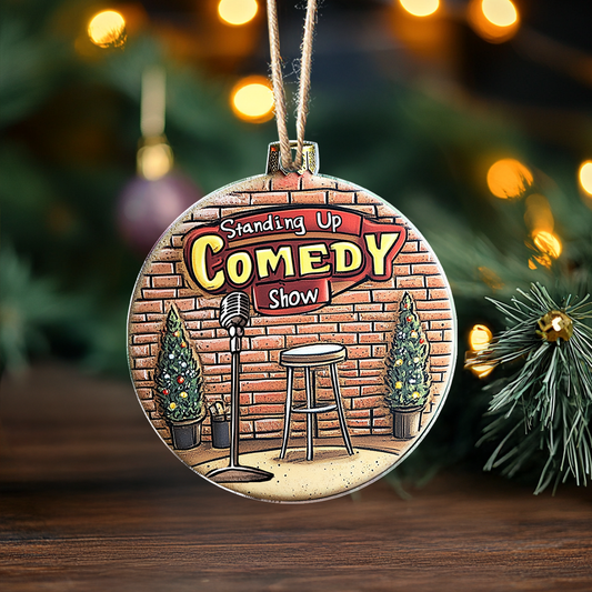 Glänzendes 2D Acrylornament aus Holz Comedy Night