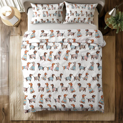 Shineful Quilt 3-Piece Set Playful Dachshunds