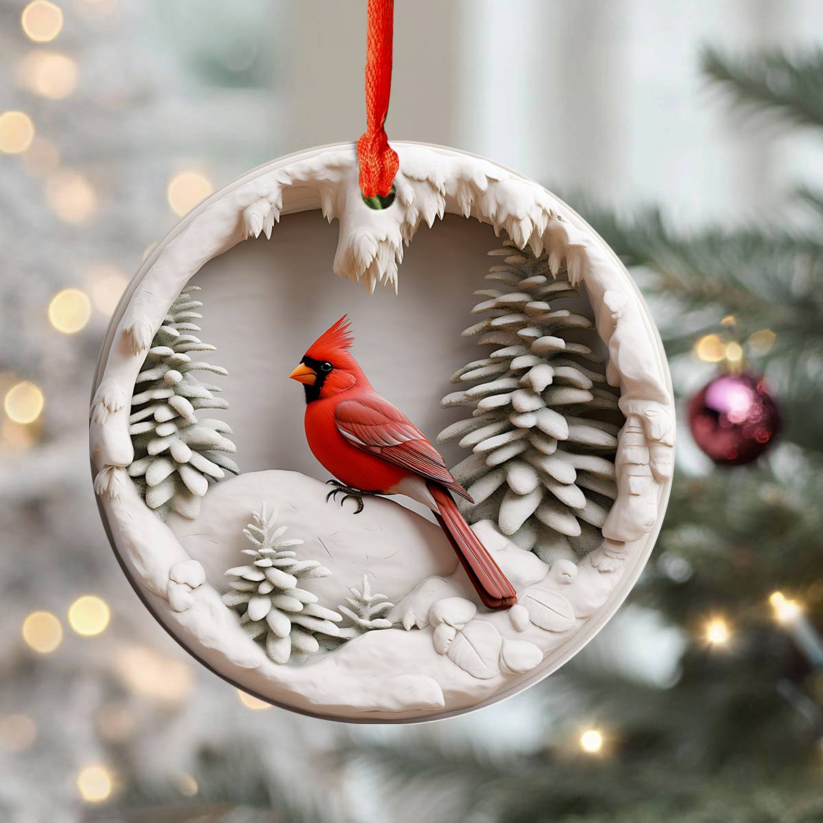 Shineful 2D Acrylic Ornament Cardinal Christmas