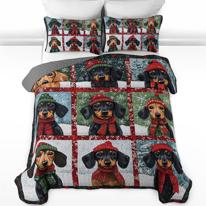 Shineful All Season Quilt 3-Piece Set Dachshund Christmas